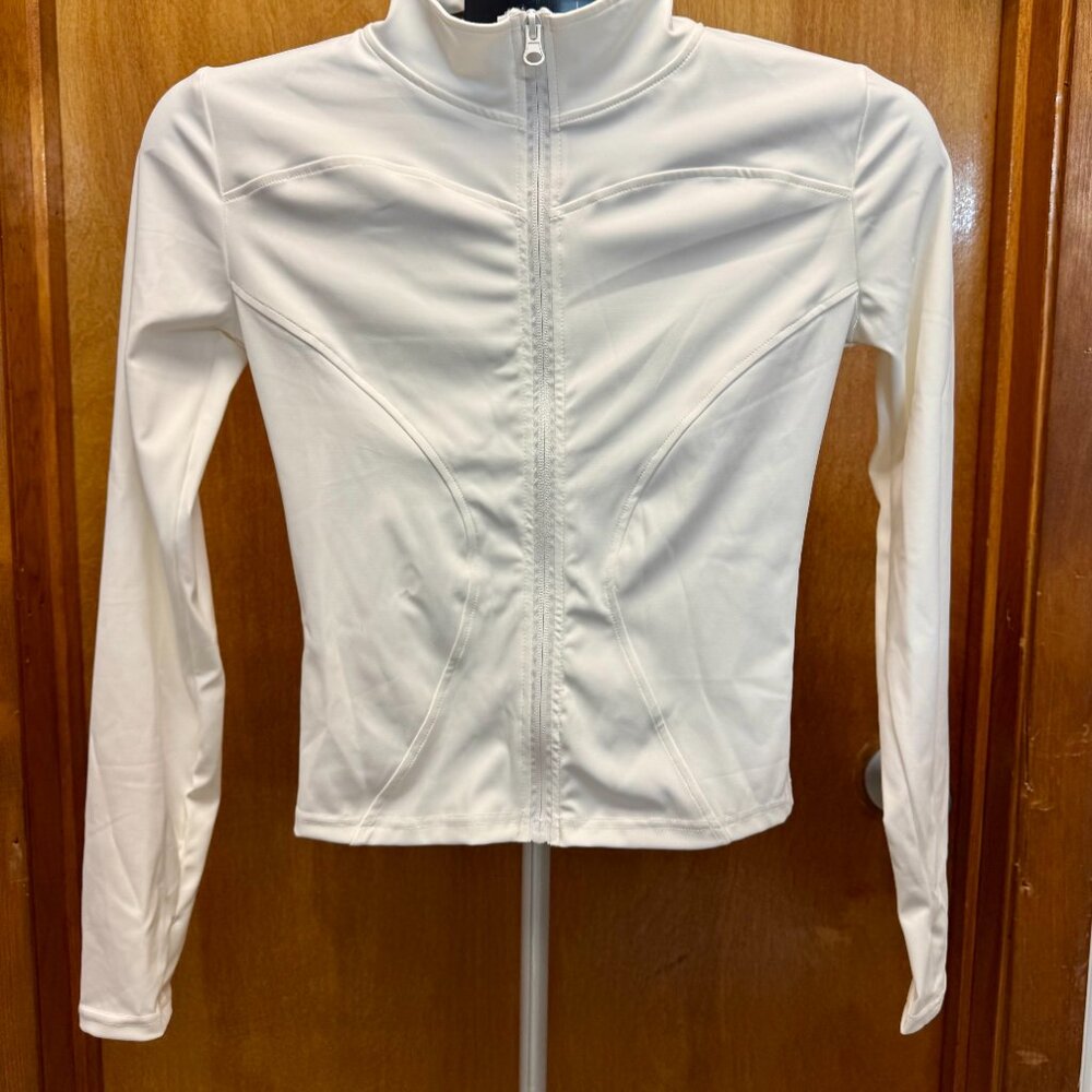 Women's New Athletic Cropped Jacket Long Sleeve Zip Up Workout Coat w/Thumb Hole